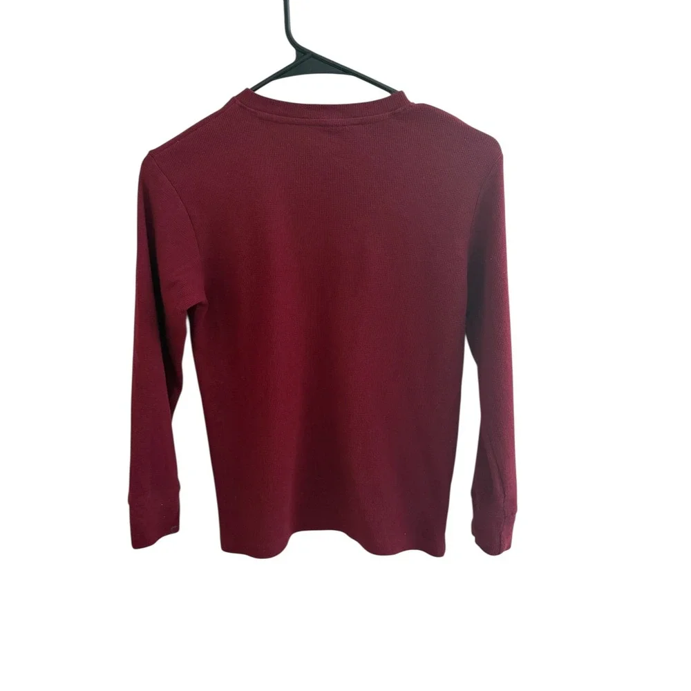 Boys The Children's Place Waffle Knit Henley Shirt Size M‎ 7/8 Burgundy as is